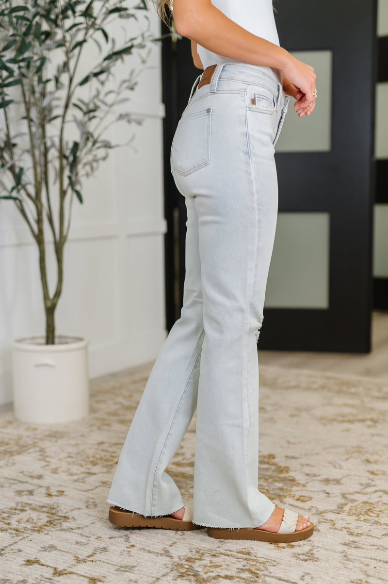 Hazel Blues® |  Alyse Mid Rise Destroy & Fray Hem Bootcut