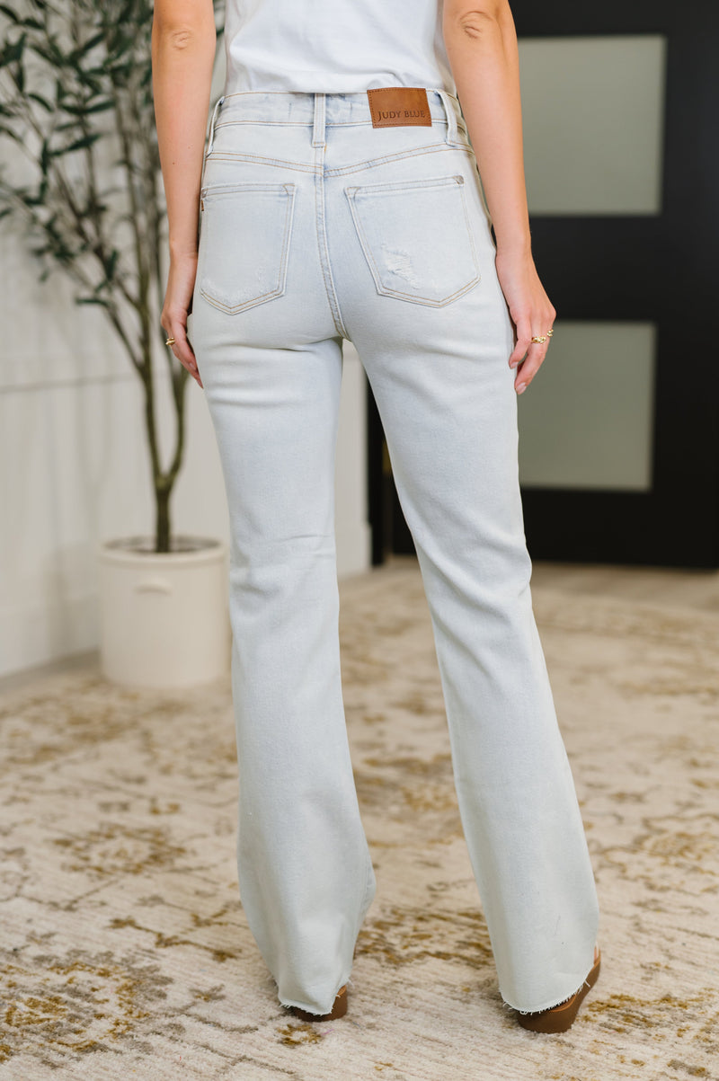 Hazel Blues® |  Alyse Mid Rise Destroy & Fray Hem Bootcut