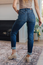 Hazel Blues® |  Amber Cuffed Slim Fit Dark Wash Jeans