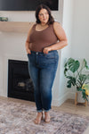 Hazel Blues® |  Amber Cuffed Slim Fit Dark Wash Jeans