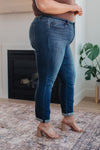 Hazel Blues® |  Amber Cuffed Slim Fit Dark Wash Jeans