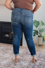 Hazel Blues® |  Amber Cuffed Slim Fit Dark Wash Jeans