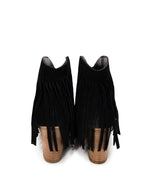 Hazel Blues® |  Amos Fringe Ankle Bootie in Black Suede