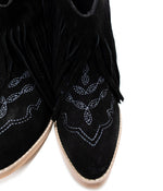 Hazel Blues® |  Amos Fringe Ankle Bootie in Black Suede