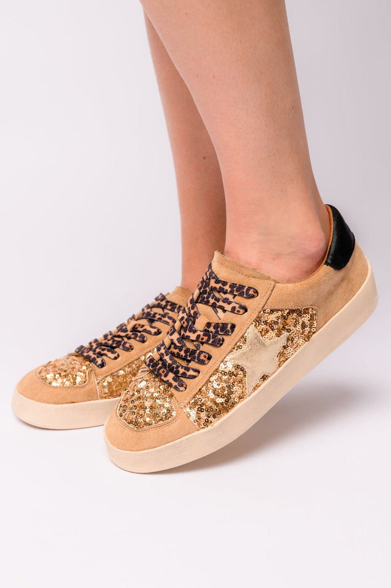 Hazel Blues® |  Another Round Sneakers in Gold Sequins