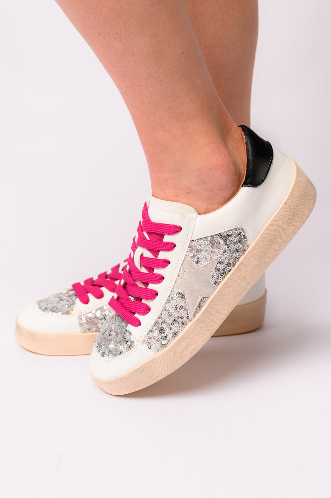 Hazel Blues® |  Another Round Sneakers in Silver Sequins