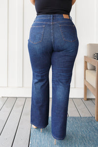 Hazel Blues® |  Arlo High Rise Button-Fly Straight Jeans