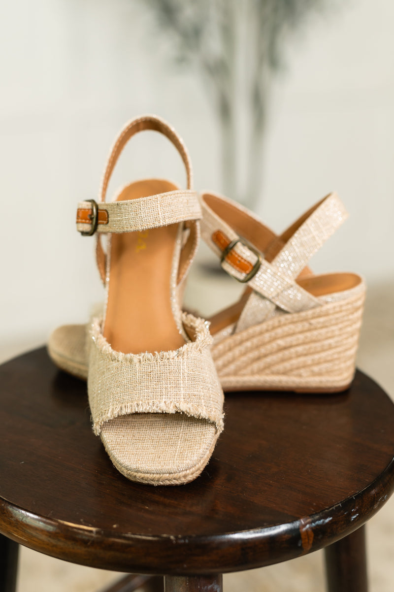Hazel Blues® |  Arnold Natural Linen Wedges