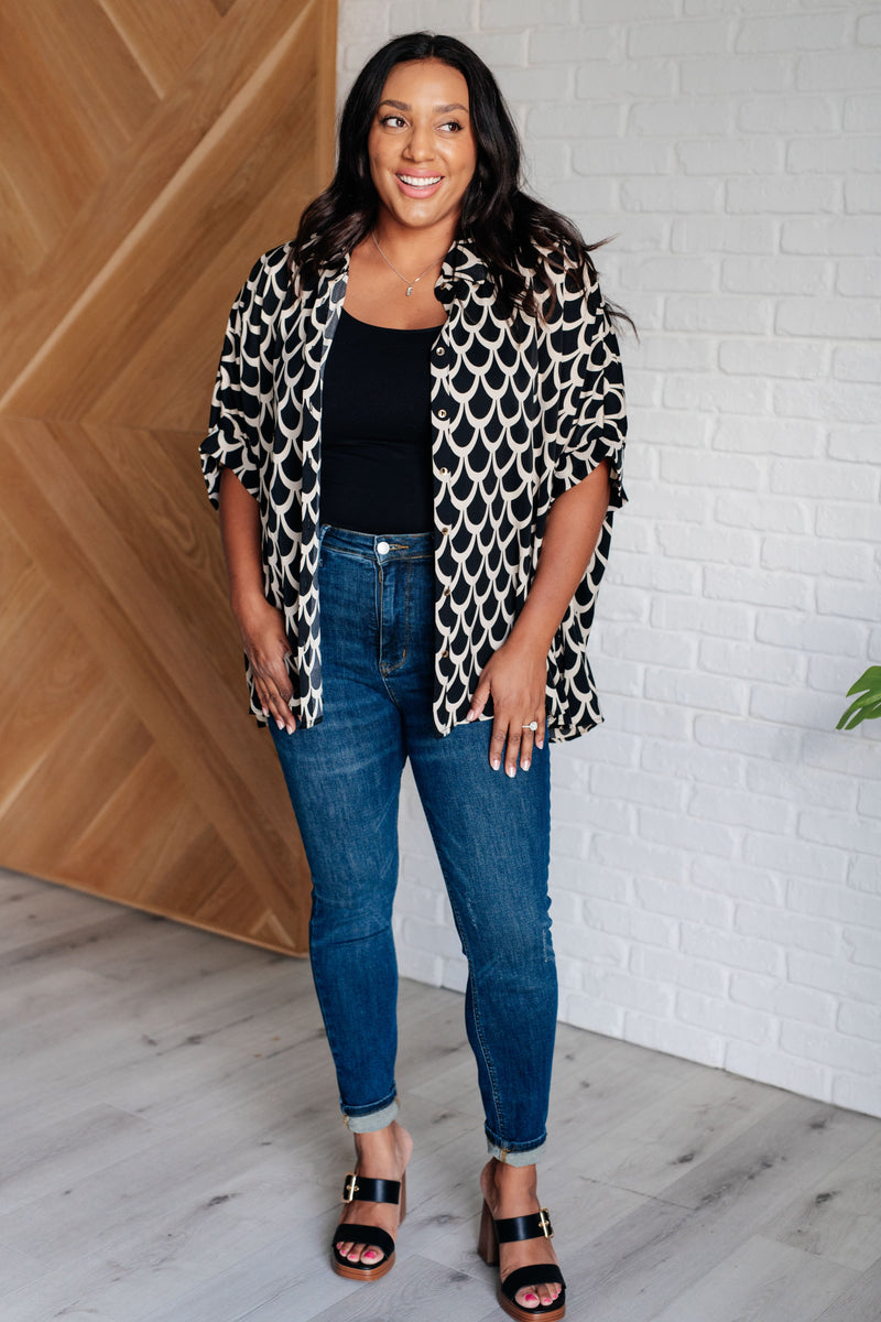 Hazel Blues® |  Art Deco Button Up Blouse