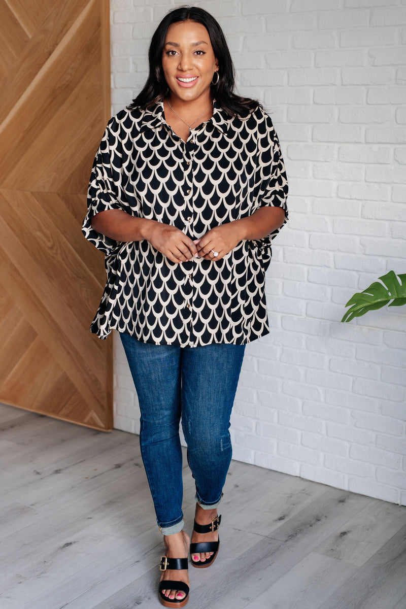 Hazel Blues® |  Art Deco Button Up Blouse