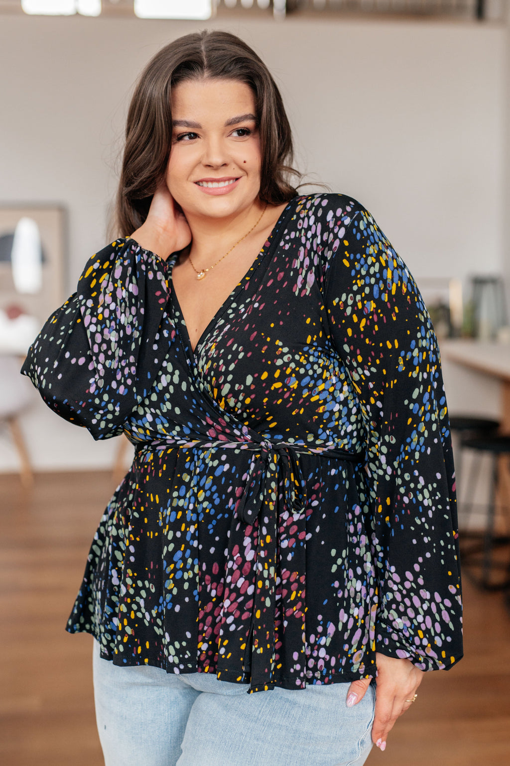 Hazel Blues® |  As It Happened Faux Wrap Top