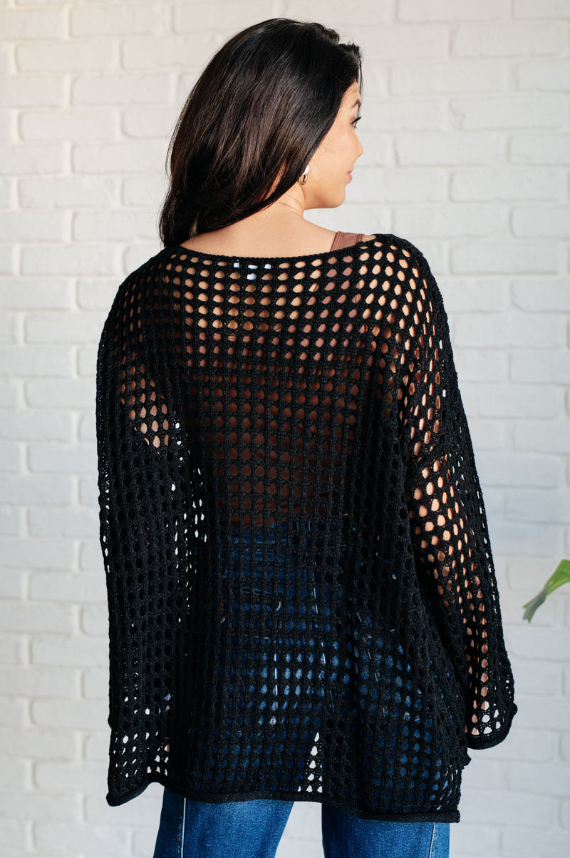 Hazel Blues® |  Ask Anyway Fishnet Sweater