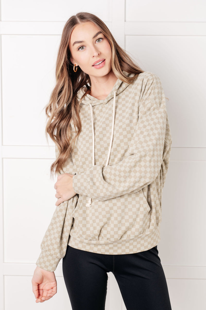 Hazel Blues® |  Ask Me Out Checkered Hoodie in Sage