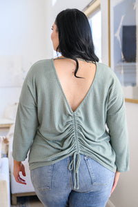 Hazel Blues® |  Austin Waffle Knit Basic Top In Sage