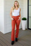 Hazel Blues® |  Autumn Mid Rise Slim Bootcut Jeans in Terracotta