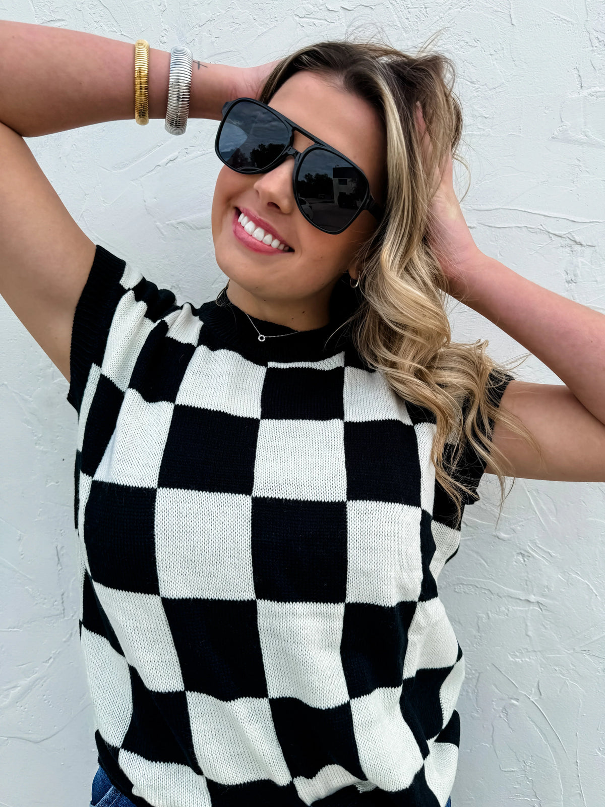 Hazel Blues® |  PREORDER: Sidni Checkered Sweater in Two Colors