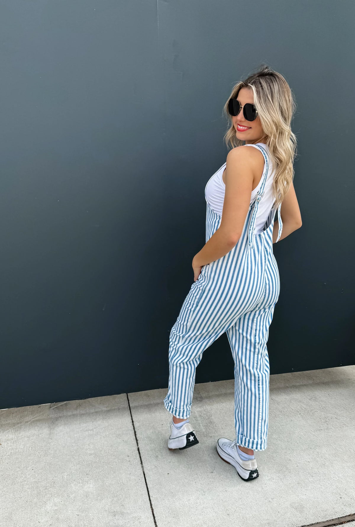 Hazel Blues® |  PREORDER: Blue Stripe Britte Romper Overalls