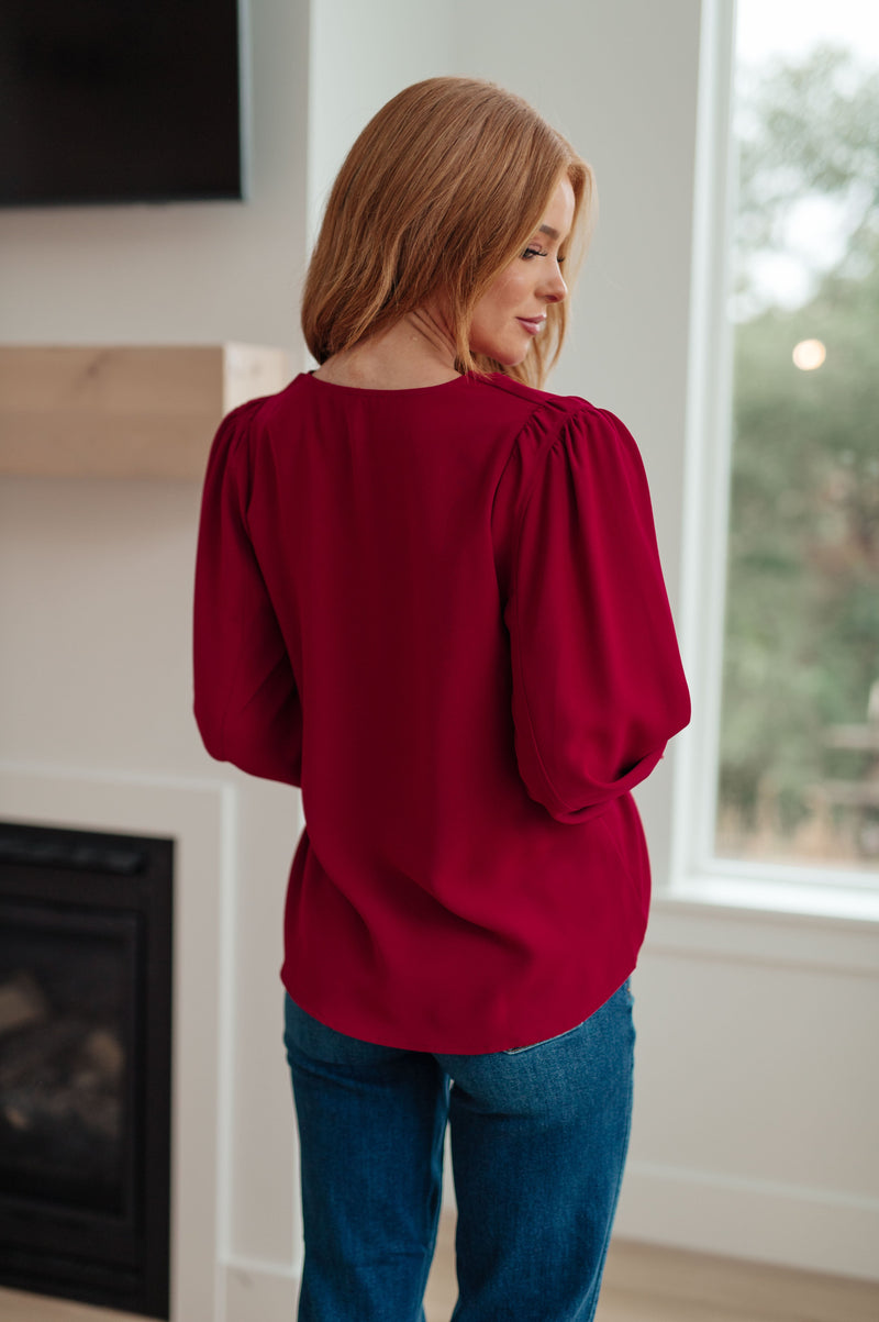 Hazel Blues® |  Back in Business V-Neck Blouse