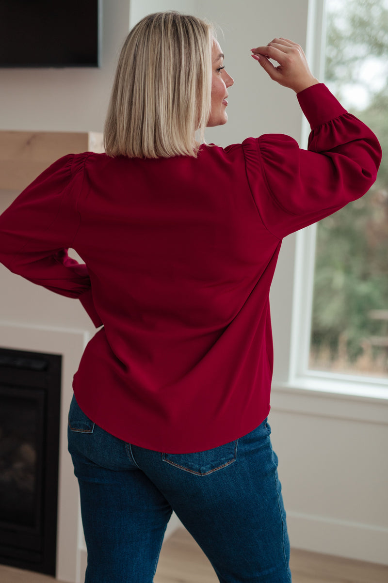 Hazel Blues® |  Back in Business V-Neck Blouse