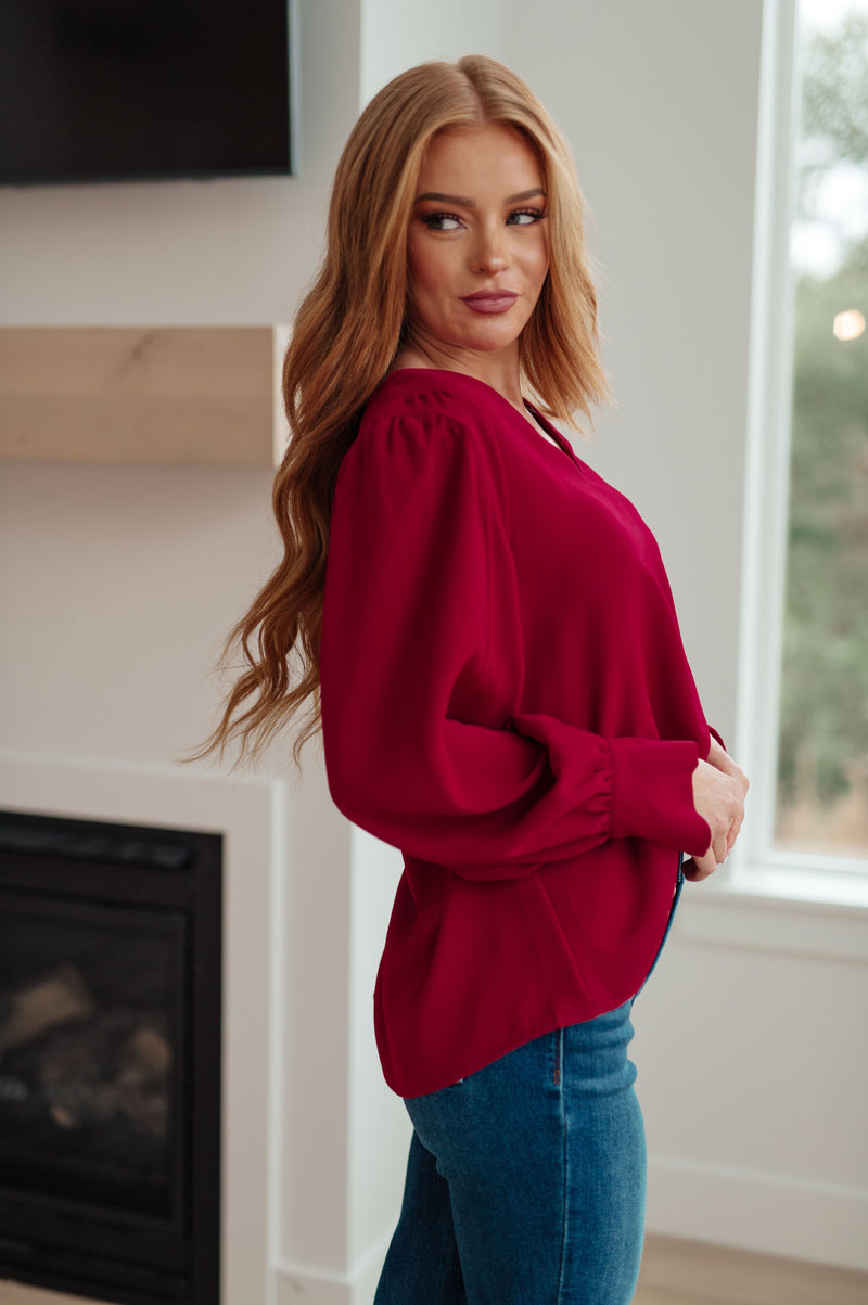 Hazel Blues® |  Back in Business V-Neck Blouse