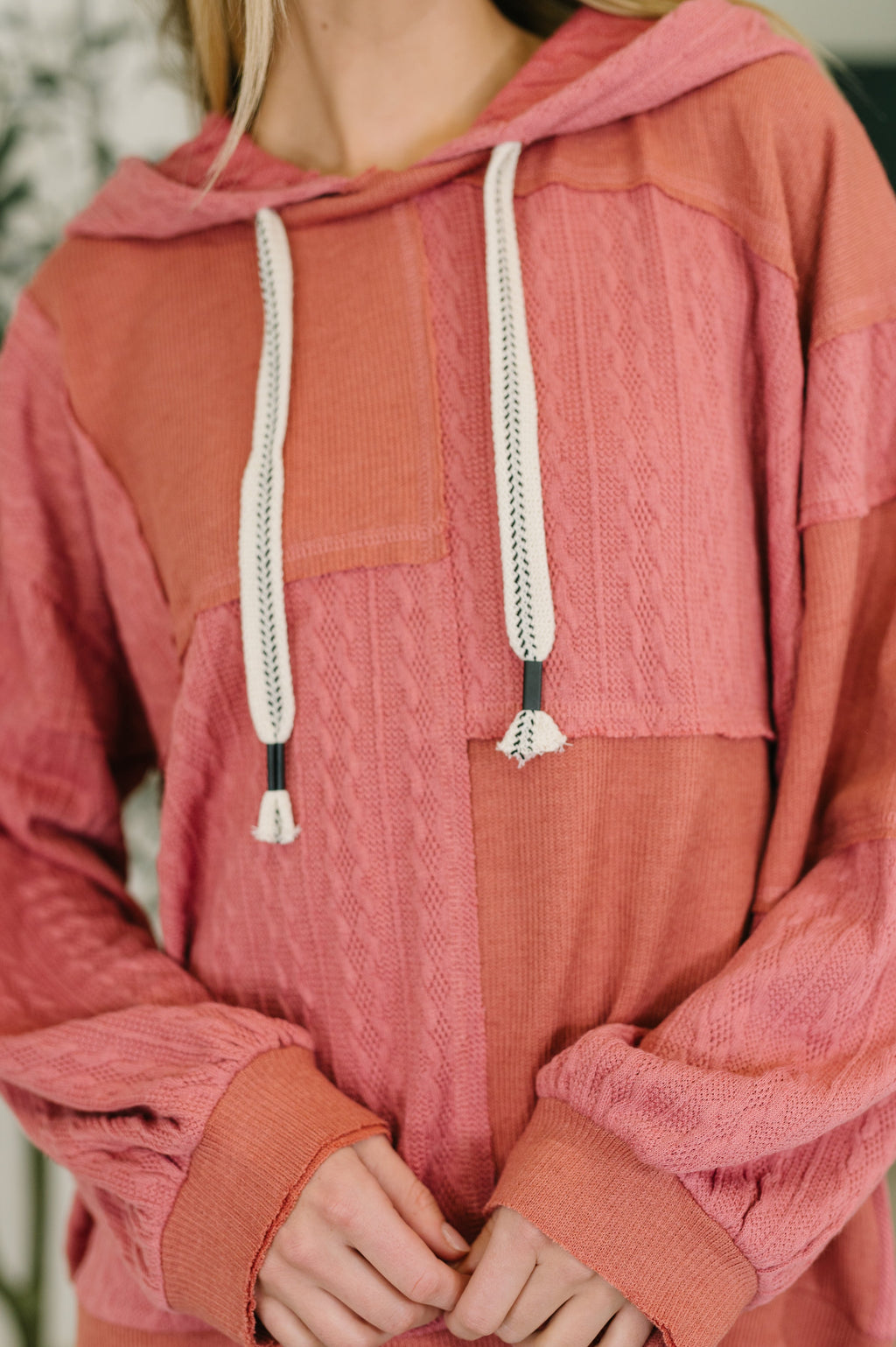 Hazel Blues® |  Balloon Sleeve Cut Sew Sweater Knit Top in Mauve