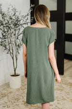 Hazel Blues® |  Barely Trying V-Neck Relaxed Dress in Gray Green