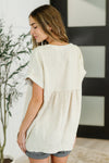 Hazel Blues® |  Basic Fade V-Neck Acid Wash Top in Sand Beige
