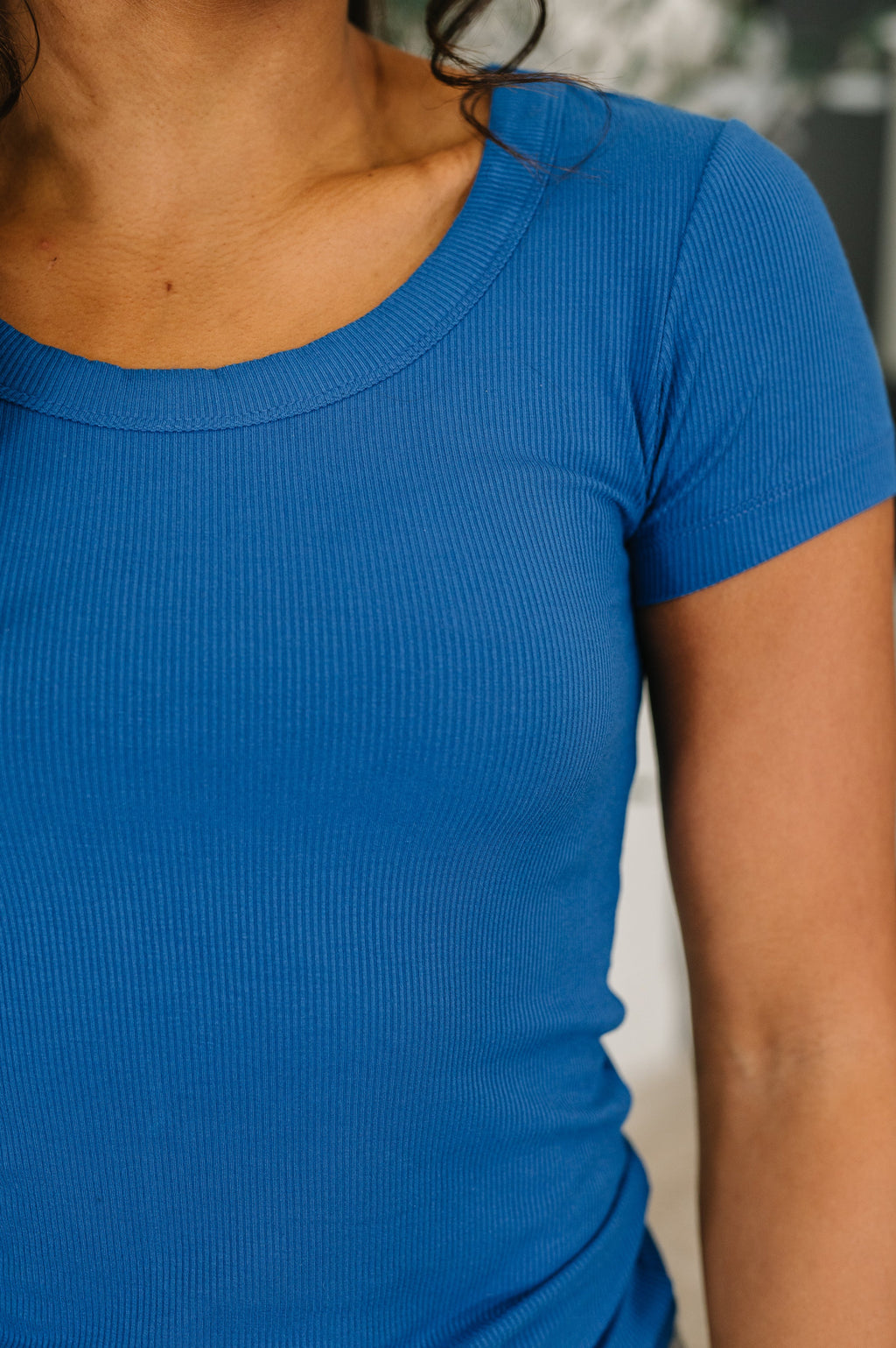 Hazel Blues® |  Basically A Part of Me Scoop Necked Tee in Classic Blue