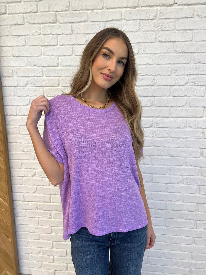 Hazel Blues® |  Basically Flowing Dolman Sleeve Top in B Lavender