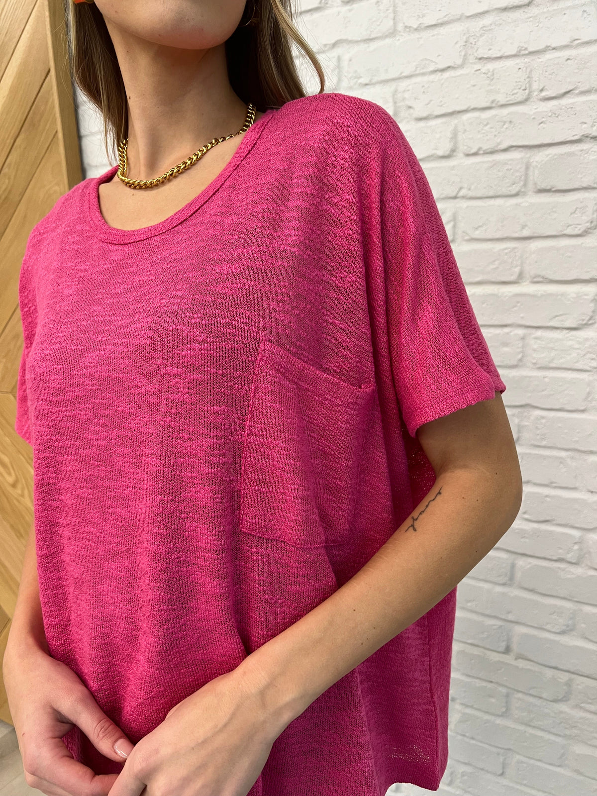 Hazel Blues® |  Basically Flowing Dolman Sleeve Top in Hot Pink