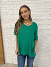Hazel Blues® |  Basically Flowing Dolman Sleeve Top in Kelly Green