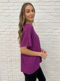 Hazel Blues® |  Basically Flowing Dolman Sleeve Top in Lt Plum