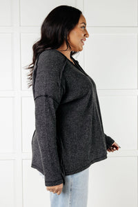 Hazel Blues® |  Basically Freezing Brushed Hacci Top in Black