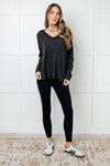 Hazel Blues® |  Basically Freezing Brushed Hacci Top in Black