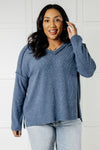 Hazel Blues® |  Basically Freezing Brushed Hacci Top in Dusty Blue