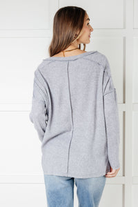 Basically Freezing Brushed Hacci Top in Heather Grey