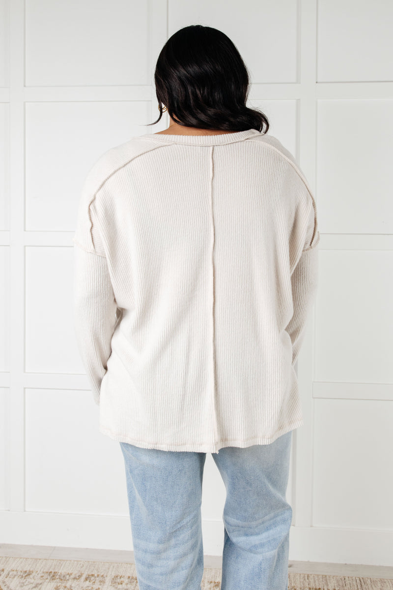 Hazel Blues® |  Basically Freezing Brushed Hacci Top in Sand Beige