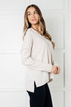 Hazel Blues® |  Basically Freezing Brushed Hacci Top in Sand Beige