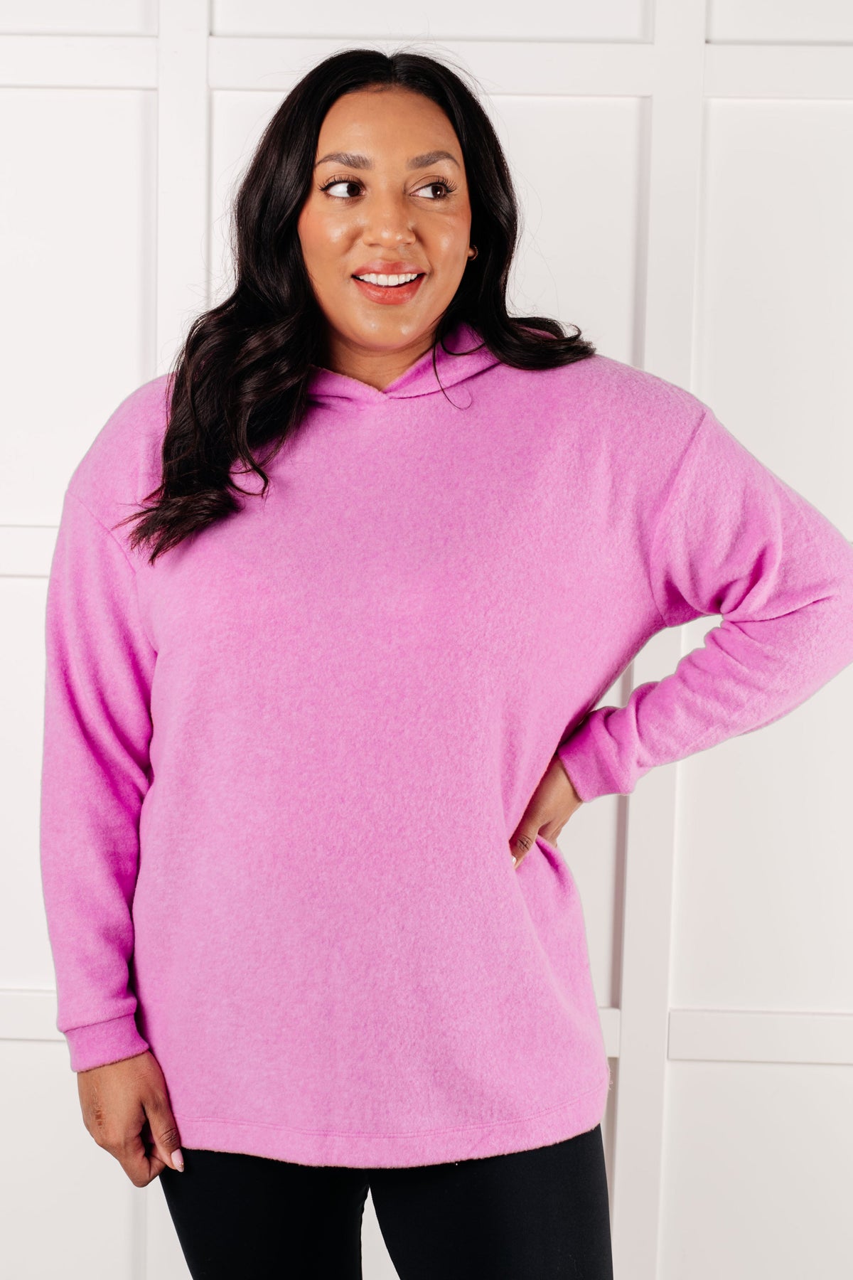 Hazel Blues® |  Basically My Favorite Hooded Pullover in Bright Mauve