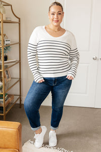 Hazel Blues® |  Be Still V-Neck Striped Sweater