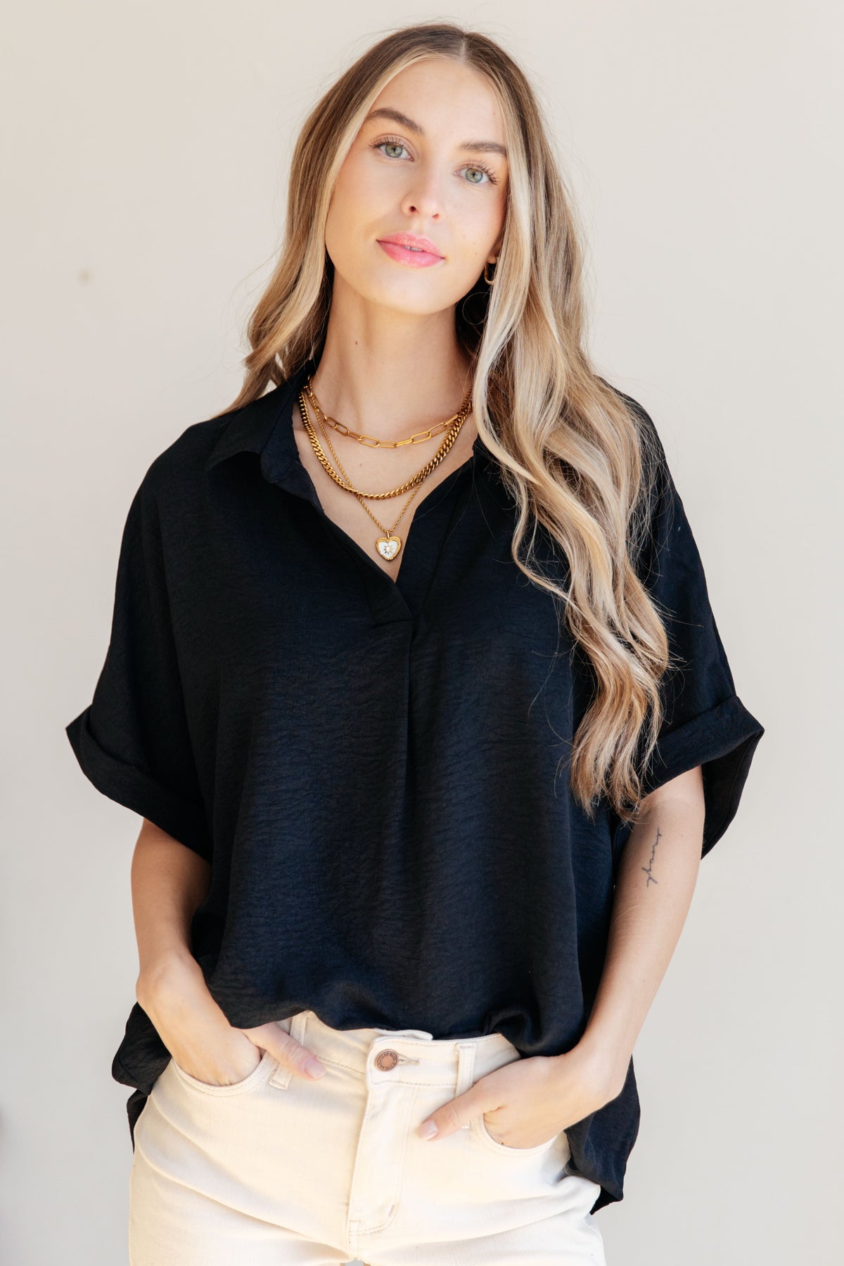 Hazel Blues® |  Because I Said So Dolman Sleeve Top in Black