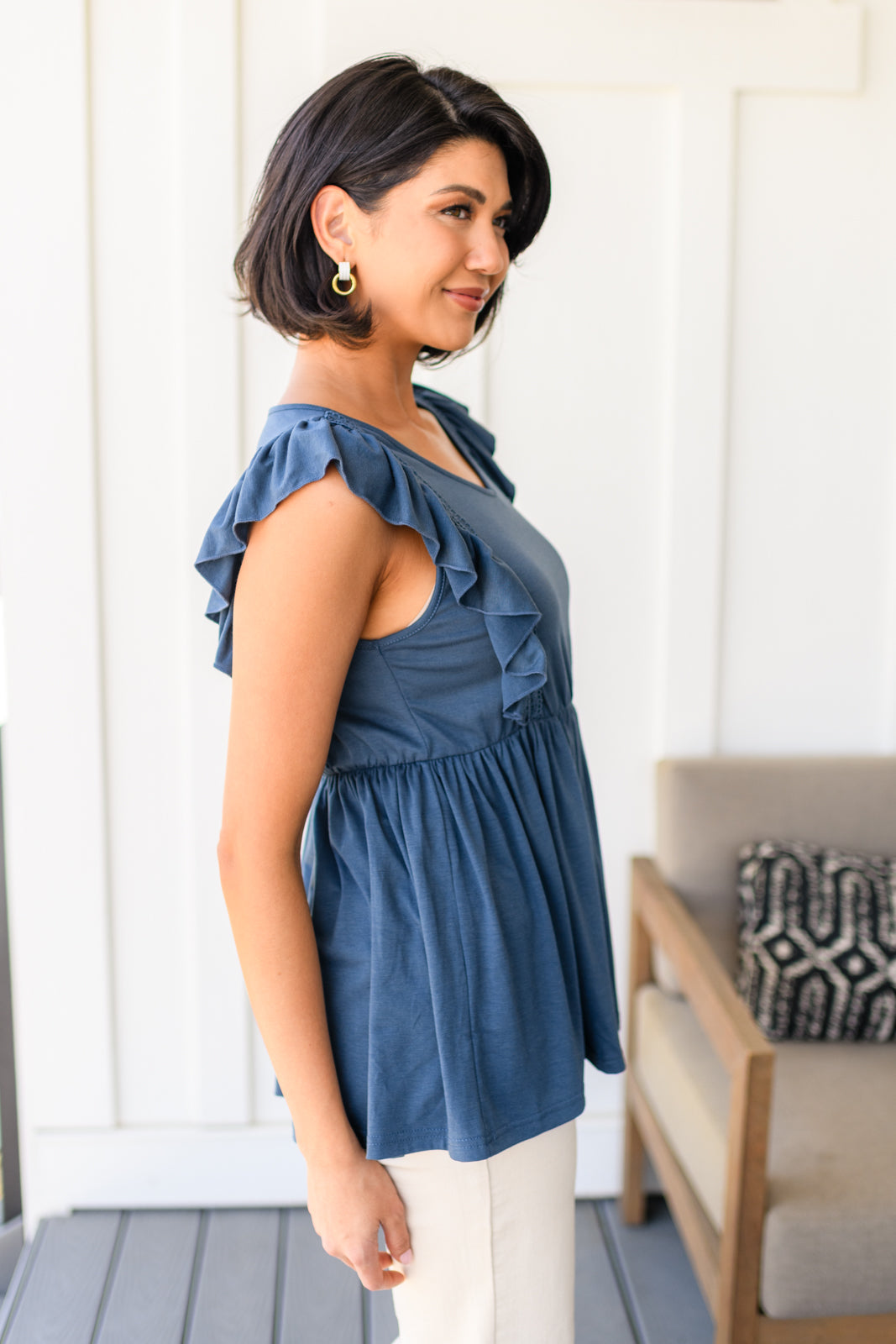 Hazel Blues® |  Before Now Ruffled Babydoll Top