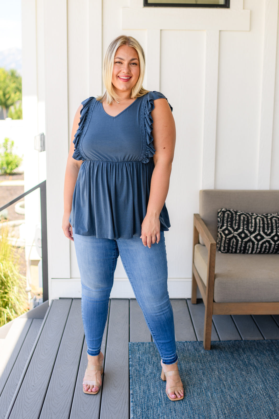 Hazel Blues® |  Before Now Ruffled Babydoll Top