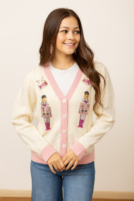 Hazel Blues® |  Beige and Pink Nutcracker Sweater