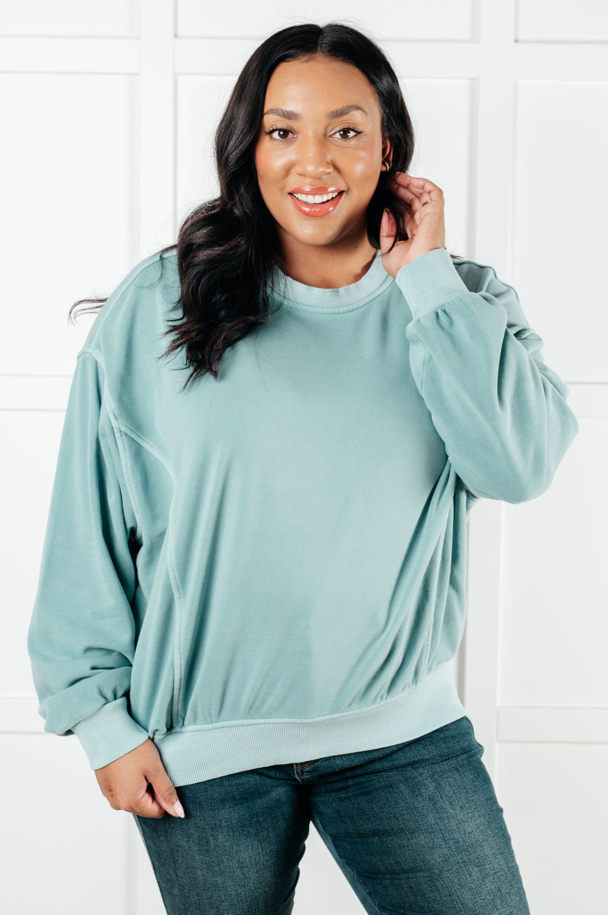 Hazel Blues® |  Beyond the Basics Pullover in Blue Grey