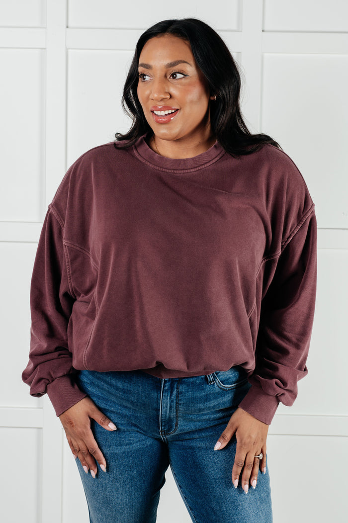 Hazel Blues® |  Beyond the Basics Pullover in Eggplant