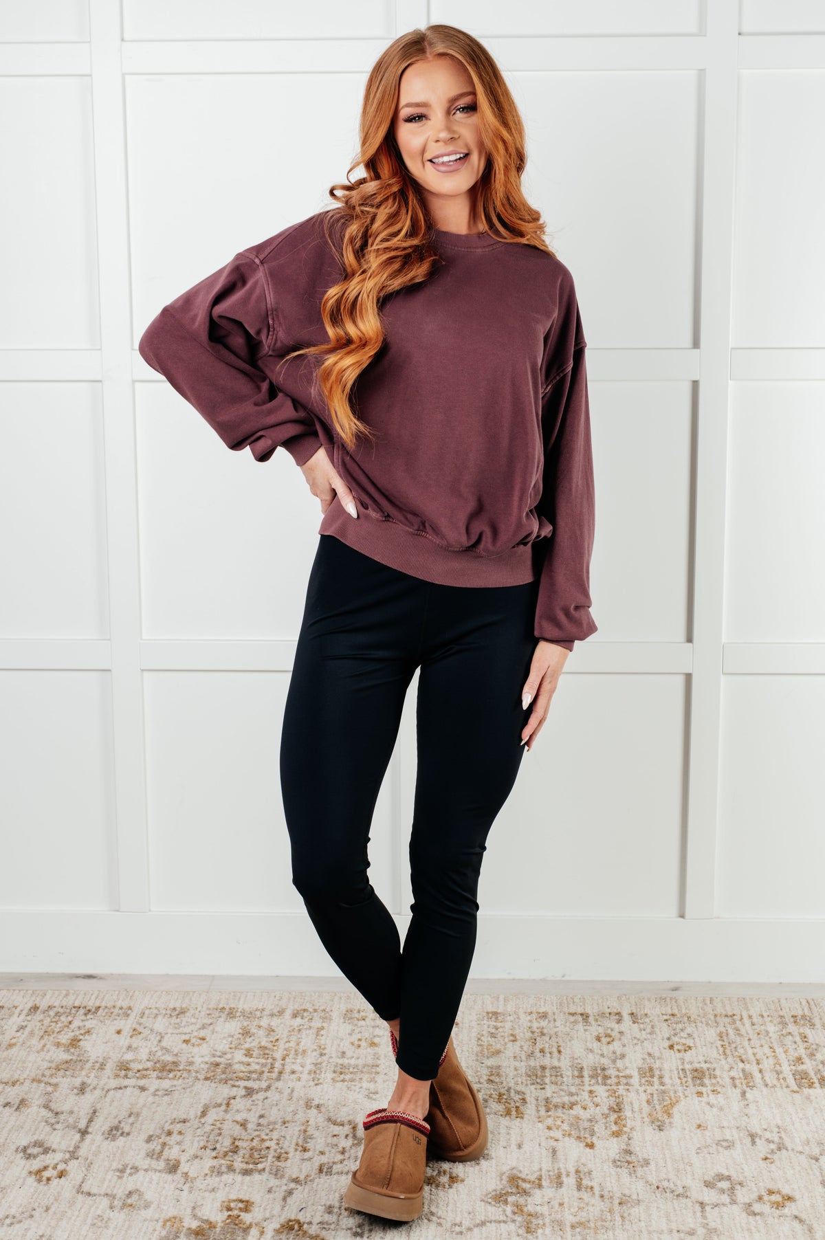 Hazel Blues® |  Beyond the Basics Pullover in Eggplant