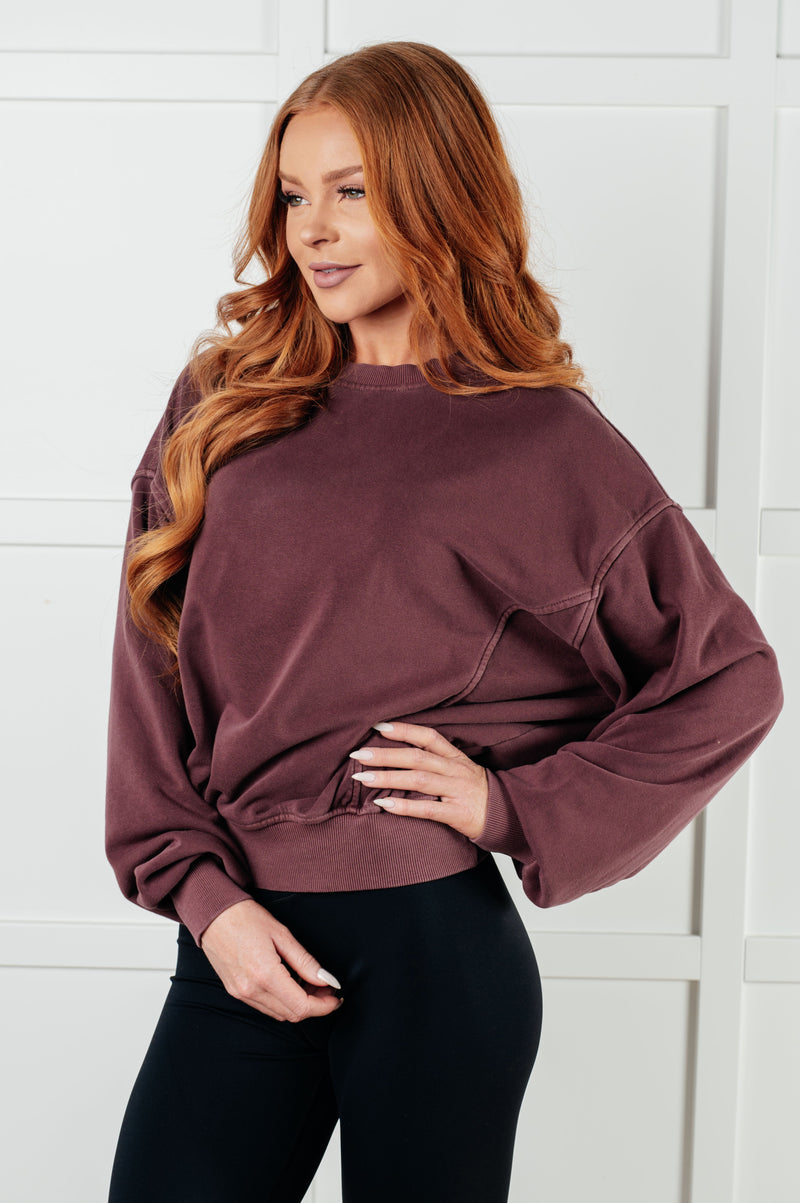 Hazel Blues® |  Beyond the Basics Pullover in Eggplant