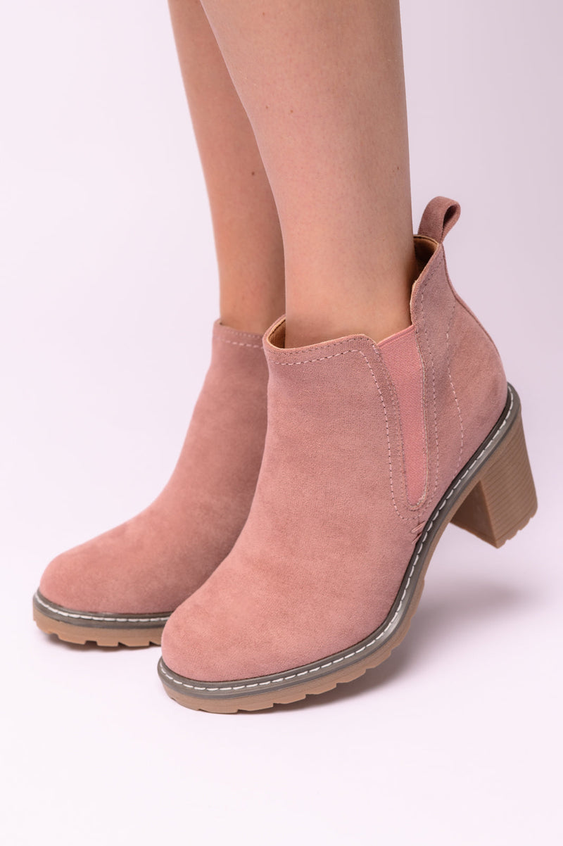 Hazel Blues® |  Bite Me Bootie in Blush Faux Suede