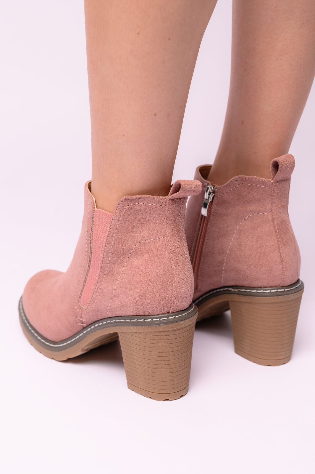 Hazel Blues® |  Bite Me Bootie in Blush Faux Suede